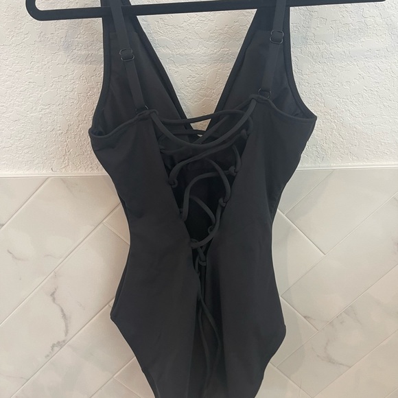 TA3 Swim Ta3 Black One Piece Swimsuit The Plungey Style Shapewear
